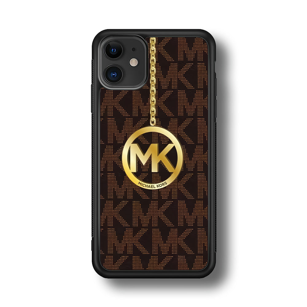 Michael Kors Brown Pattern iPhone 11 Case-Rubber Black (2D Case)-Oxvistore