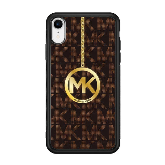 Michael Kors Brown Pattern iPhone XR Case-Rubber White (2D Case)-Oxvistore