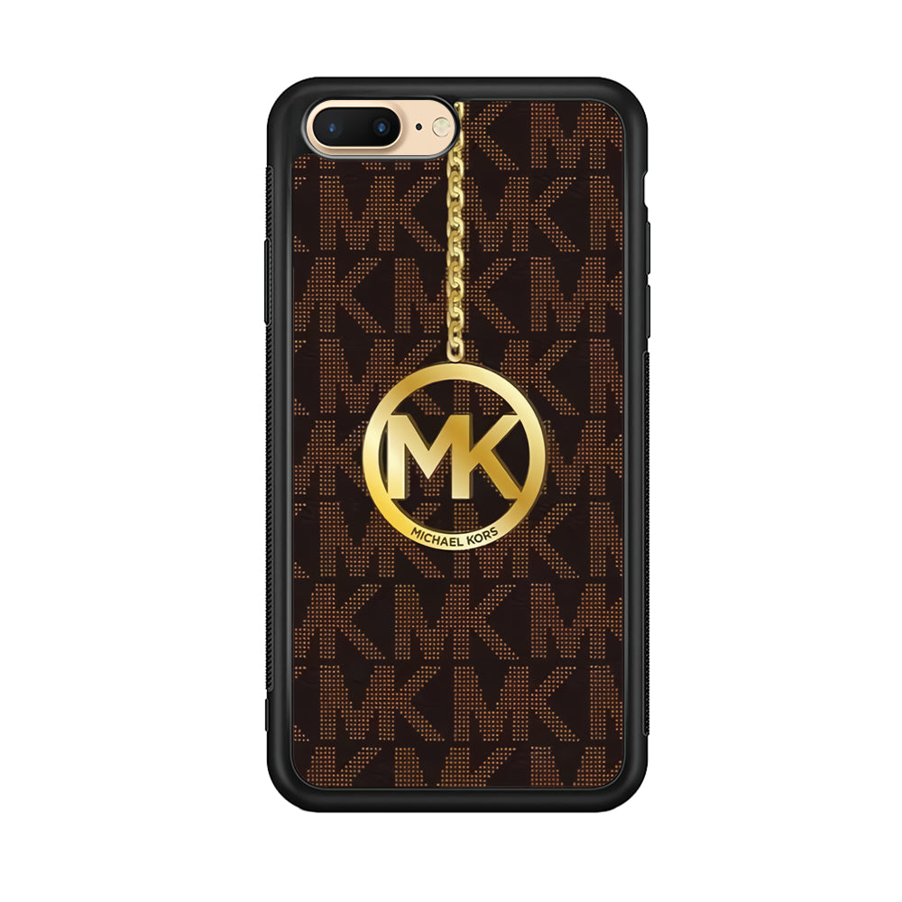 Michael Kors Brown Pattern iPhone 8 Plus Case-Rubber Black (2D Case)-Oxvistore