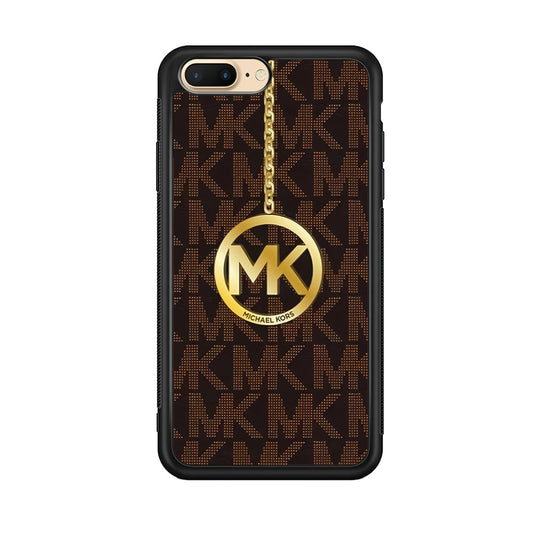 Michael Kors Brown Pattern iPhone 8 Plus Case-Rubber Black (2D Case)-Oxvistore