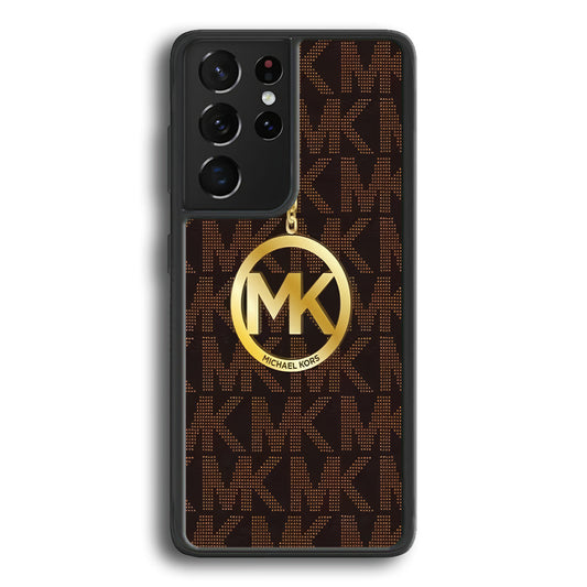Michael Kors Brown Pattern Samsung Galaxy S24 Ultra Case-Rubber White (2D Case)-Oxvistore