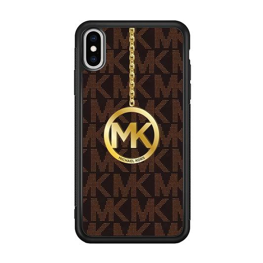 Michael Kors Brown Pattern iPhone X Case-Rubber Black (2D Case)-Oxvistore