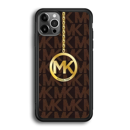 Michael Kors Brown Pattern iPhone 12 Pro Case-Rubber Black (2D Case)-Oxvistore