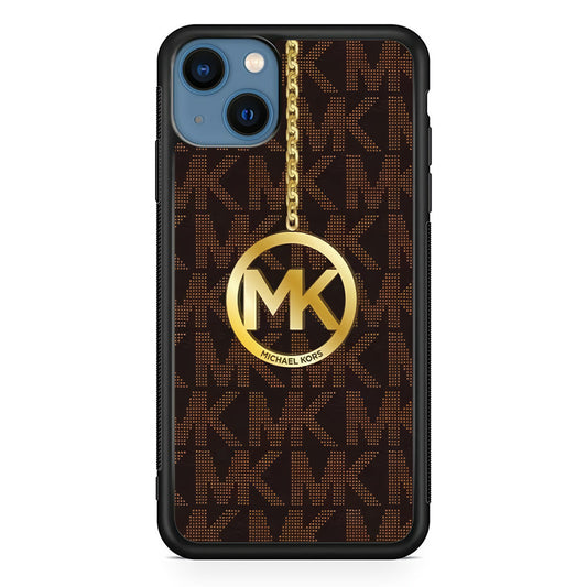 Michael Kors Brown Pattern iPhone 15 Plus Case-Rubber White (2D Case)-Oxvistore
