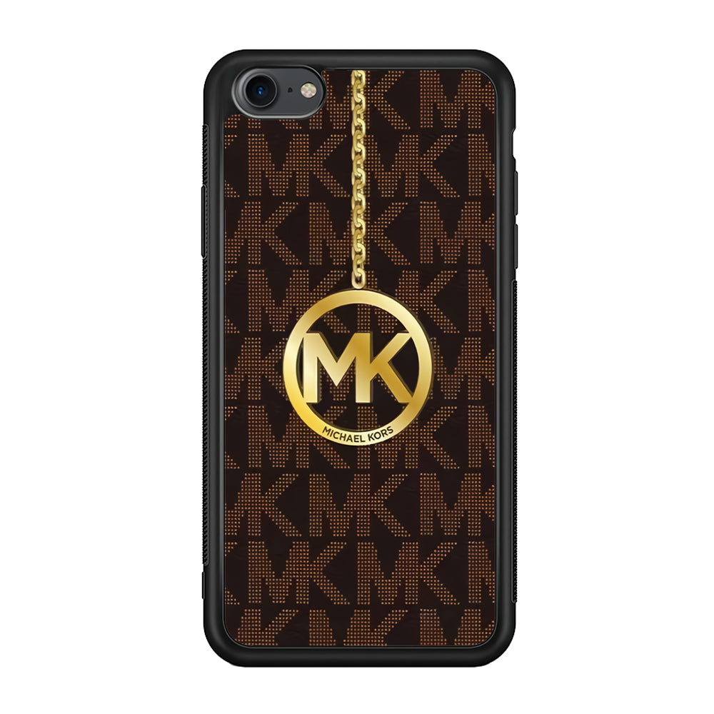 Michael Kors Brown Pattern iPhone 8 Case-Rubber Black (2D Case)-Oxvistore