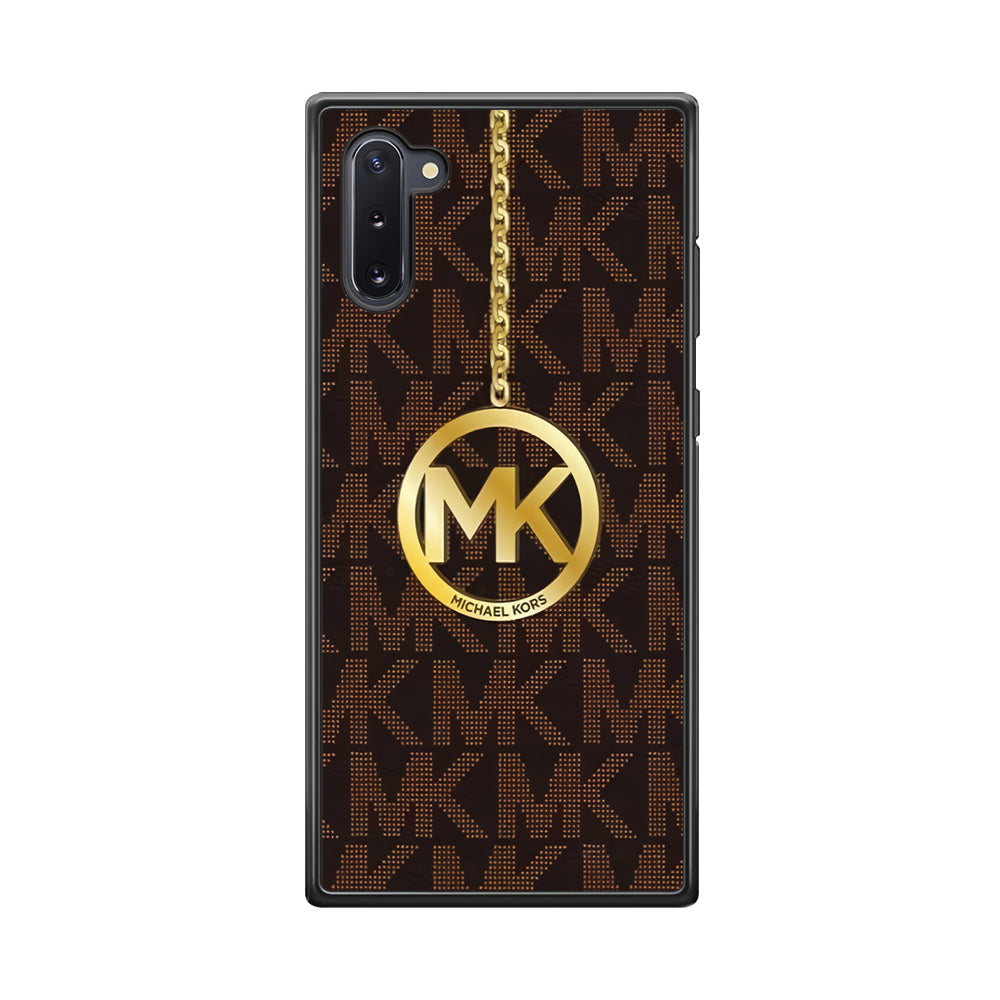 Michael Kors Brown Pattern Samsung Galaxy Note 10 Case-Rubber White (2D Case)-Oxvistore
