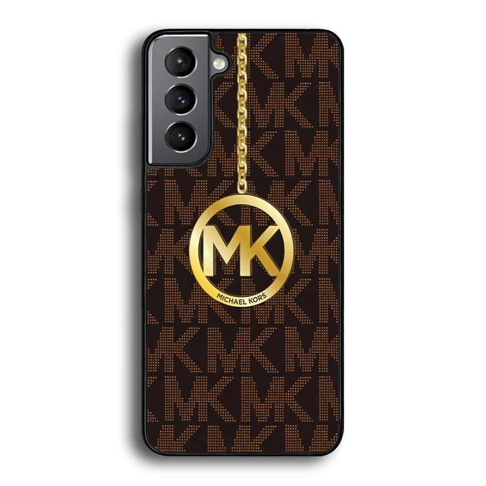 Michael Kors Brown Pattern Samsung Galaxy S22 Plus Case-Rubber White (2D Case)-Oxvistore