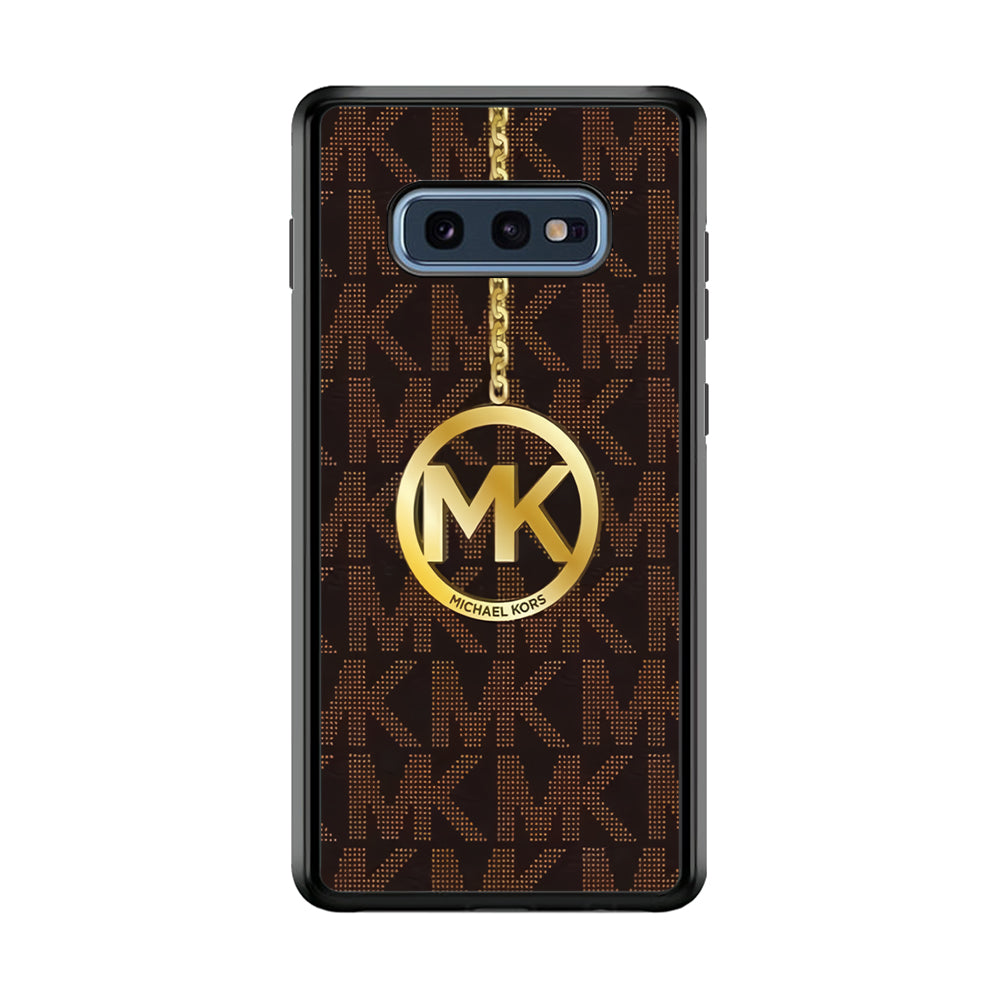 Michael Kors Brown Pattern Samsung Galaxy S10E Case-Rubber White (2D Case)-Oxvistore