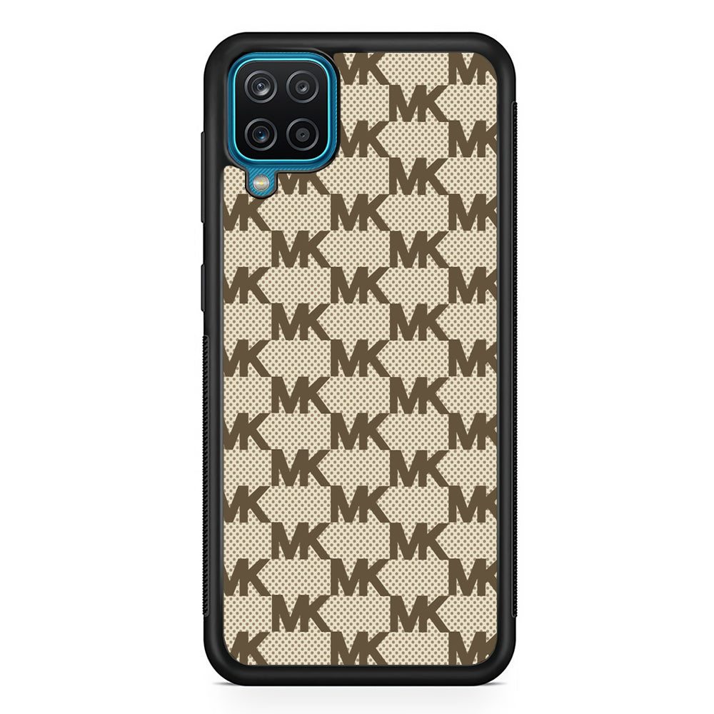 Michael Kors Polka Dot Backdrop Samsung Galaxy A12 Case-Rubber Black (2D Case)-Oxvistore