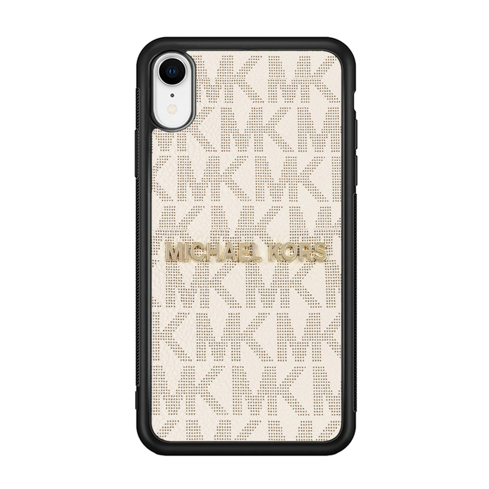 Michael Kors White Pattern iPhone XR Case-Rubber Black (2D Case)-Oxvistore