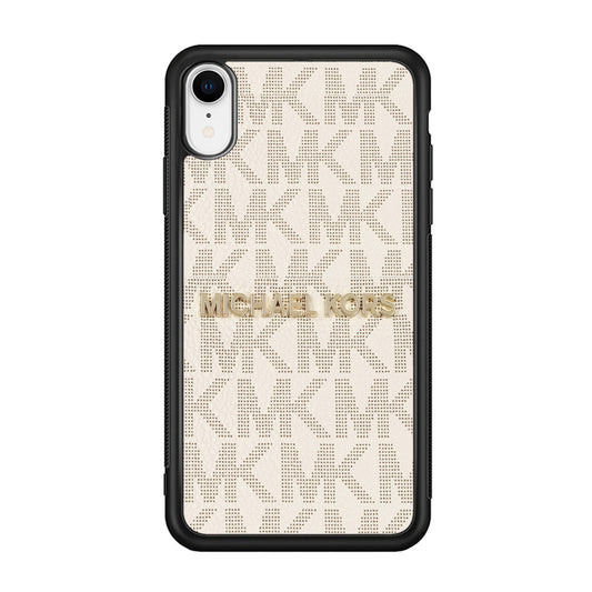 Michael Kors White Pattern iPhone XR Case-Rubber Black (2D Case)-Oxvistore