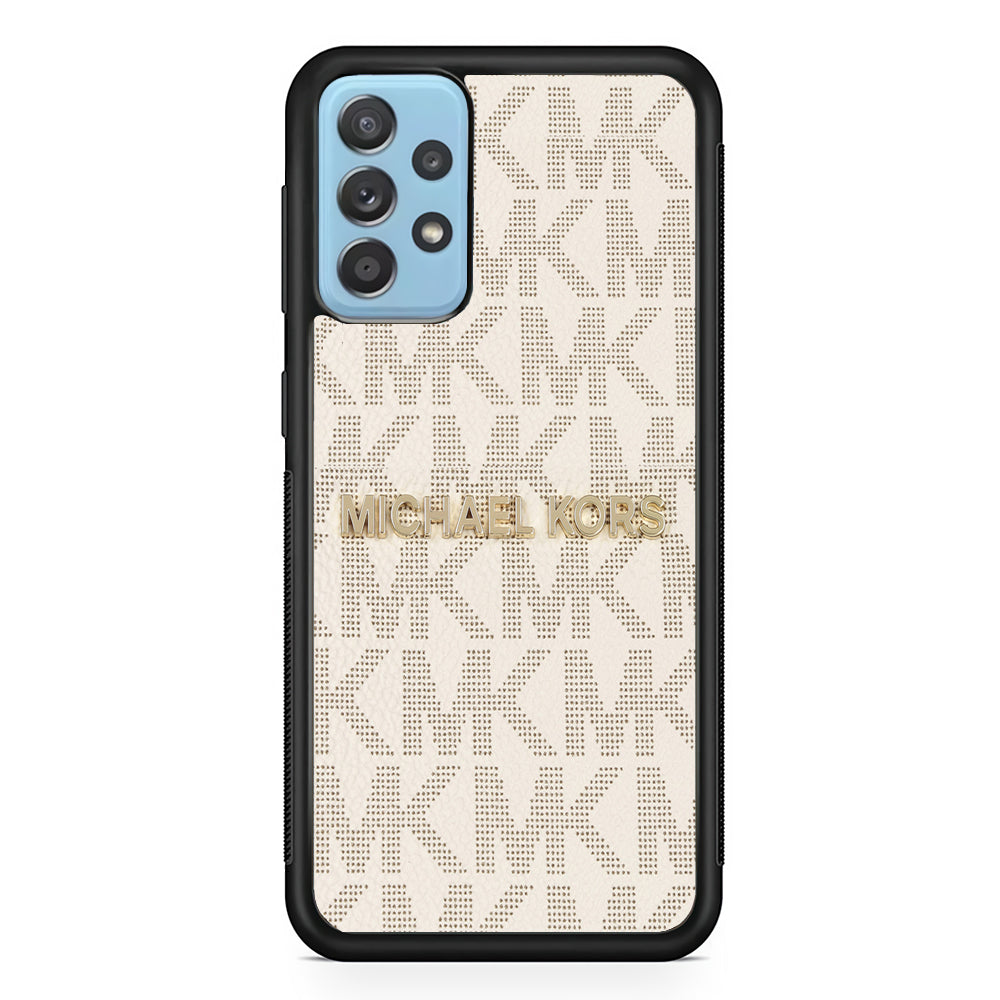 Michael Kors White Pattern Samsung Galaxy A72 Case-Rubber Black (2D Case)-Oxvistore