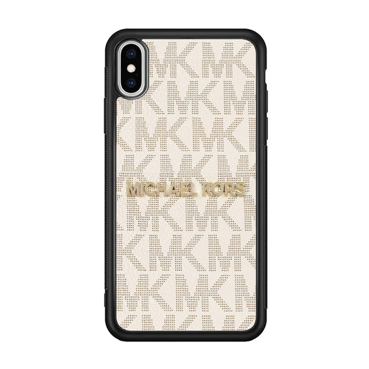 Michael Kors White Pattern iPhone Xs Max Case-Rubber Black (2D Case)-Oxvistore