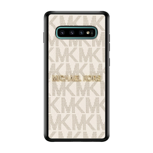 Michael Kors White Pattern Samsung Galaxy S10 Plus Case-Rubber White (2D Case)-Oxvistore