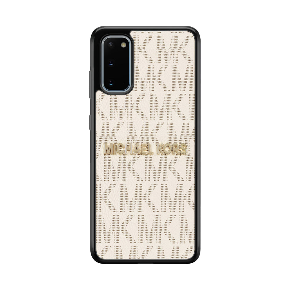 Michael Kors White Pattern Samsung Galaxy S20 Case-Rubber Black (2D Case)-Oxvistore