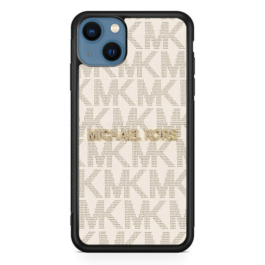 Michael Kors White Pattern iPhone 15 Plus Case-Rubber Black (2D Case)-Oxvistore