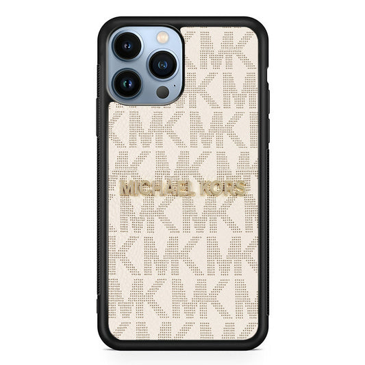 Michael Kors White Pattern iPhone 15 Pro Max Case-Rubber Black (2D Case)-Oxvistore