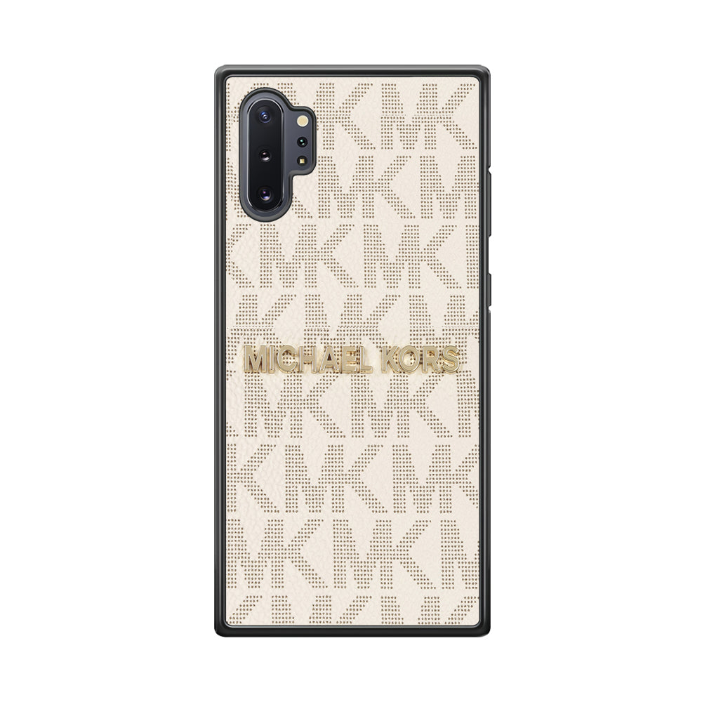 Michael Kors White Pattern Samsung Galaxy Note 10 Plus Case-Rubber Black (2D Case)-Oxvistore