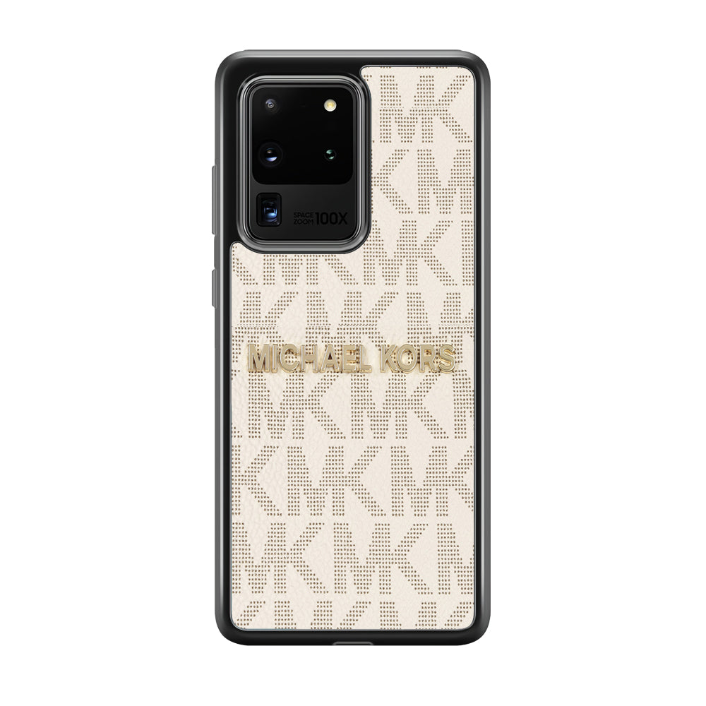 Michael Kors White Pattern Samsung Galaxy S20 Ultra Case-Rubber Black (2D Case)-Oxvistore