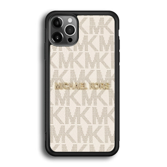 Michael Kors White Pattern iPhone 12 Pro Max Case-Rubber Black (2D Case)-Oxvistore