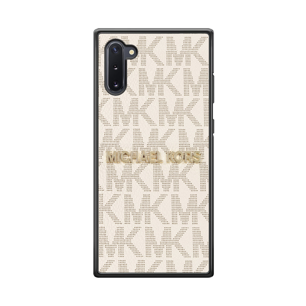 Michael Kors White Pattern Samsung Galaxy Note 10 Case-Rubber Black (2D Case)-Oxvistore