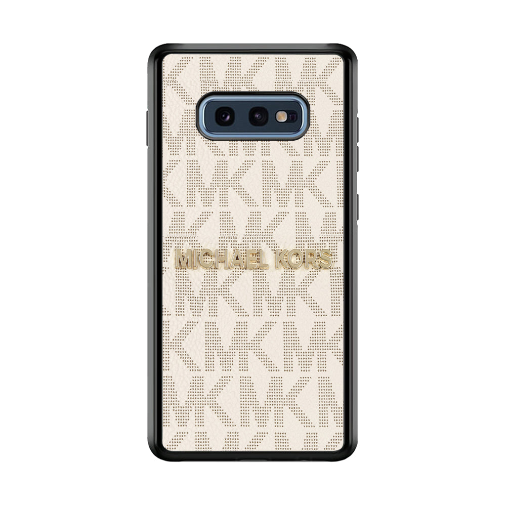 Michael Kors White Pattern Samsung Galaxy S10E Case-Rubber Black (2D Case)-Oxvistore