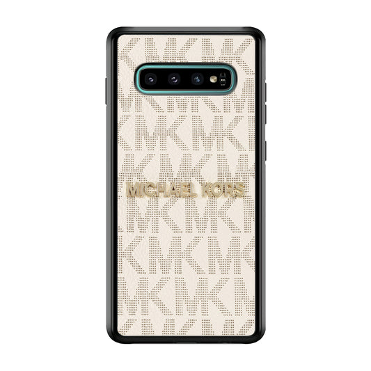 Michael Kors White Pattern Samsung Galaxy S10 Case-Rubber White (2D Case)-Oxvistore