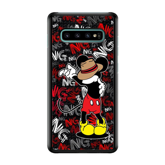 Mickey Dancing Step Samsung Galaxy S10 Case-Rubber White (2D Case)-Oxvistore