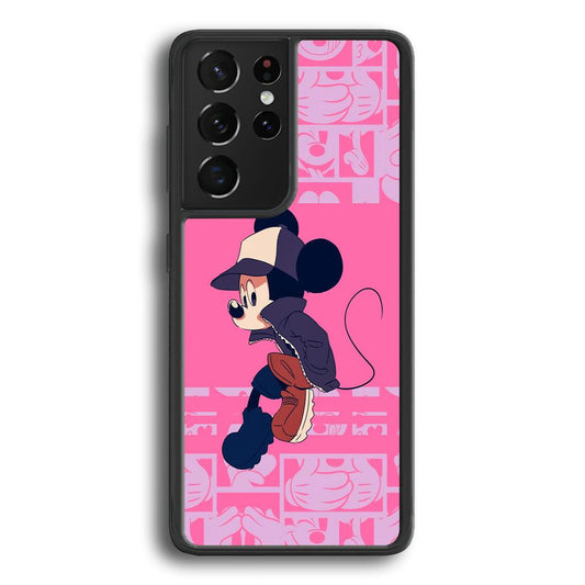 Mickey Mouse Dancing and Flying Samsung Galaxy S24 Ultra Case-Rubber Black (2D Case)-Oxvistore