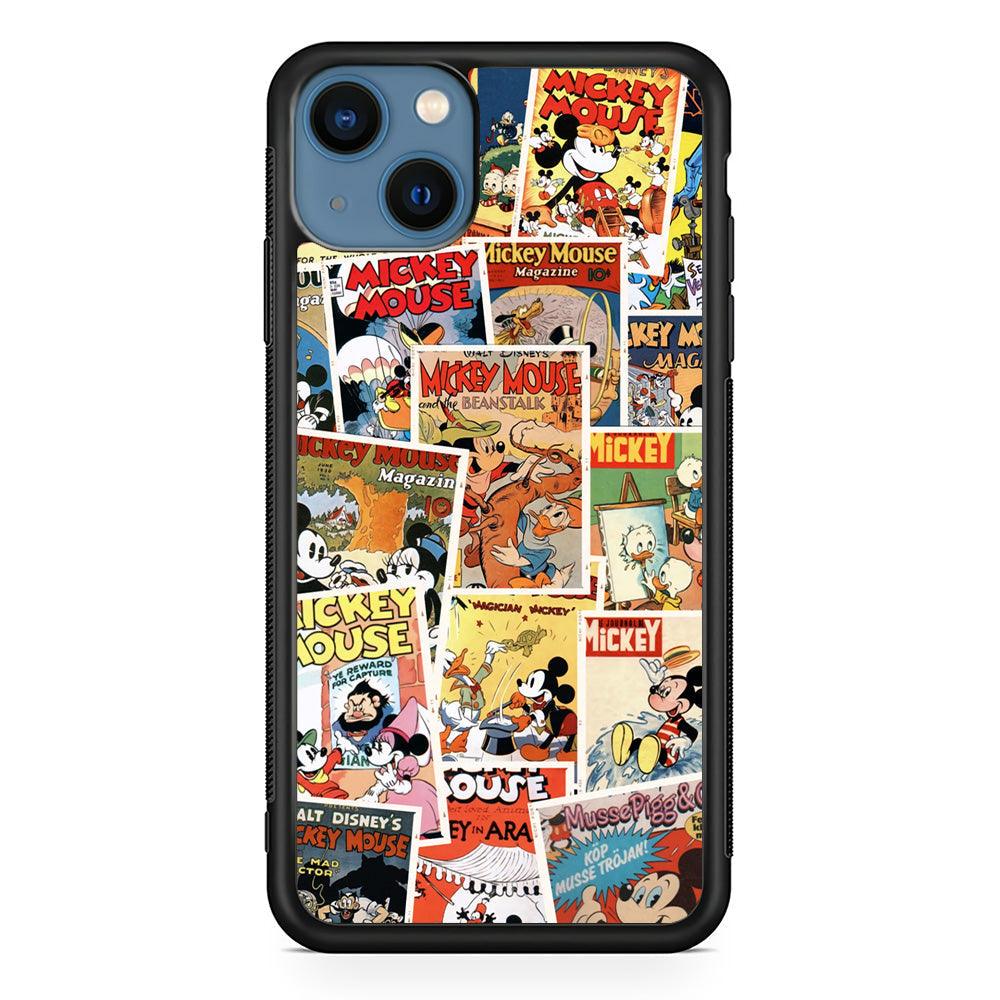Mickey Mouse Old Poster Collage iPhone 14 Case-Rubber Black (2D Case)-Oxvistore