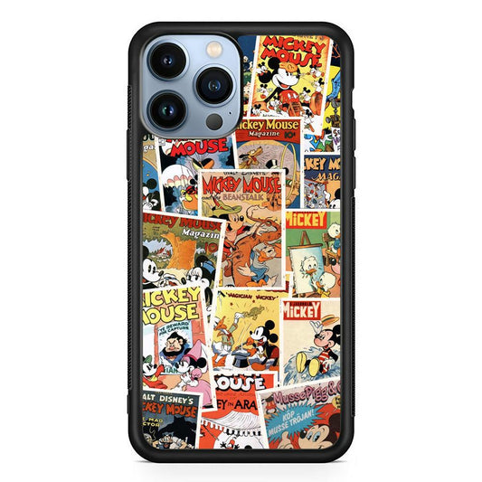 Mickey Mouse Old Poster Collage iPhone 13 Pro Max Case-Rubber Black (2D Case)-Oxvistore