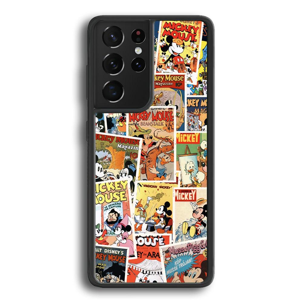 Mickey Mouse Old Poster Collage Samsung Galaxy S24 Ultra Case-Rubber Black (2D Case)-Oxvistore
