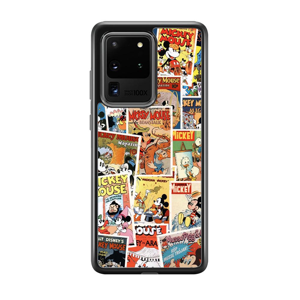Mickey Mouse Old Poster Collage Samsung Galaxy S20 Ultra Case-Rubber Black (2D Case)-Oxvistore