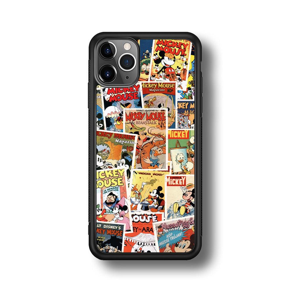 Mickey Mouse Old Poster Collage iPhone 11 Pro Case-Rubber Black (2D Case)-Oxvistore