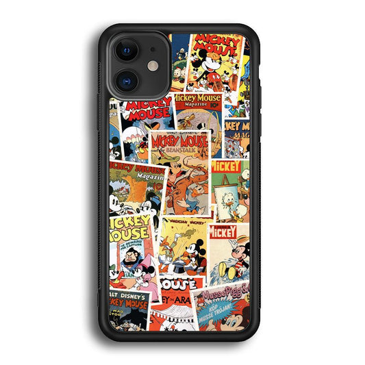 Mickey Mouse Old Poster Collage iPhone 11 Case-Rubber Black (2D Case)-Oxvistore
