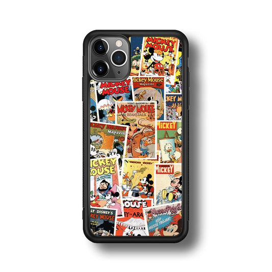 Mickey Mouse Old Poster Collage iPhone 11 Pro Max Case-Rubber Black (2D Case)-Oxvistore