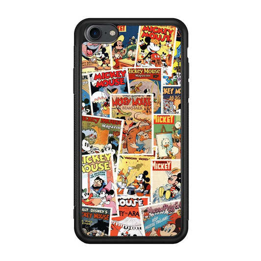 Mickey Mouse Old Poster Collage iPhone 7 Case-Rubber Black (2D Case)-Oxvistore