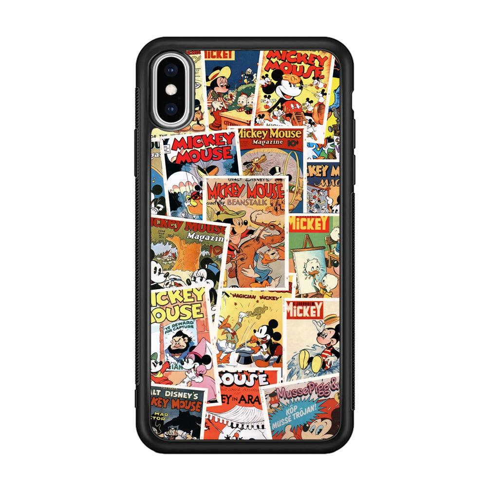 Mickey Mouse Old Poster Collage iPhone XS Case-Rubber Black (2D Case)-Oxvistore