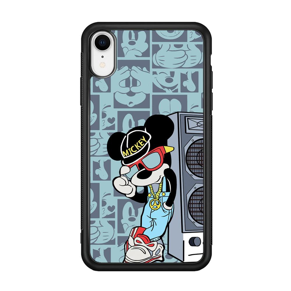 Mickey Mouse Peace and Cool iPhone XR Case-Rubber Black (2D Case)-Oxvistore