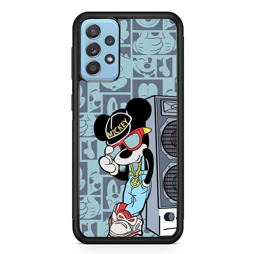 Mickey Mouse Peace and Cool Samsung Galaxy A72 Case-Rubber Black (2D Case)-Oxvistore