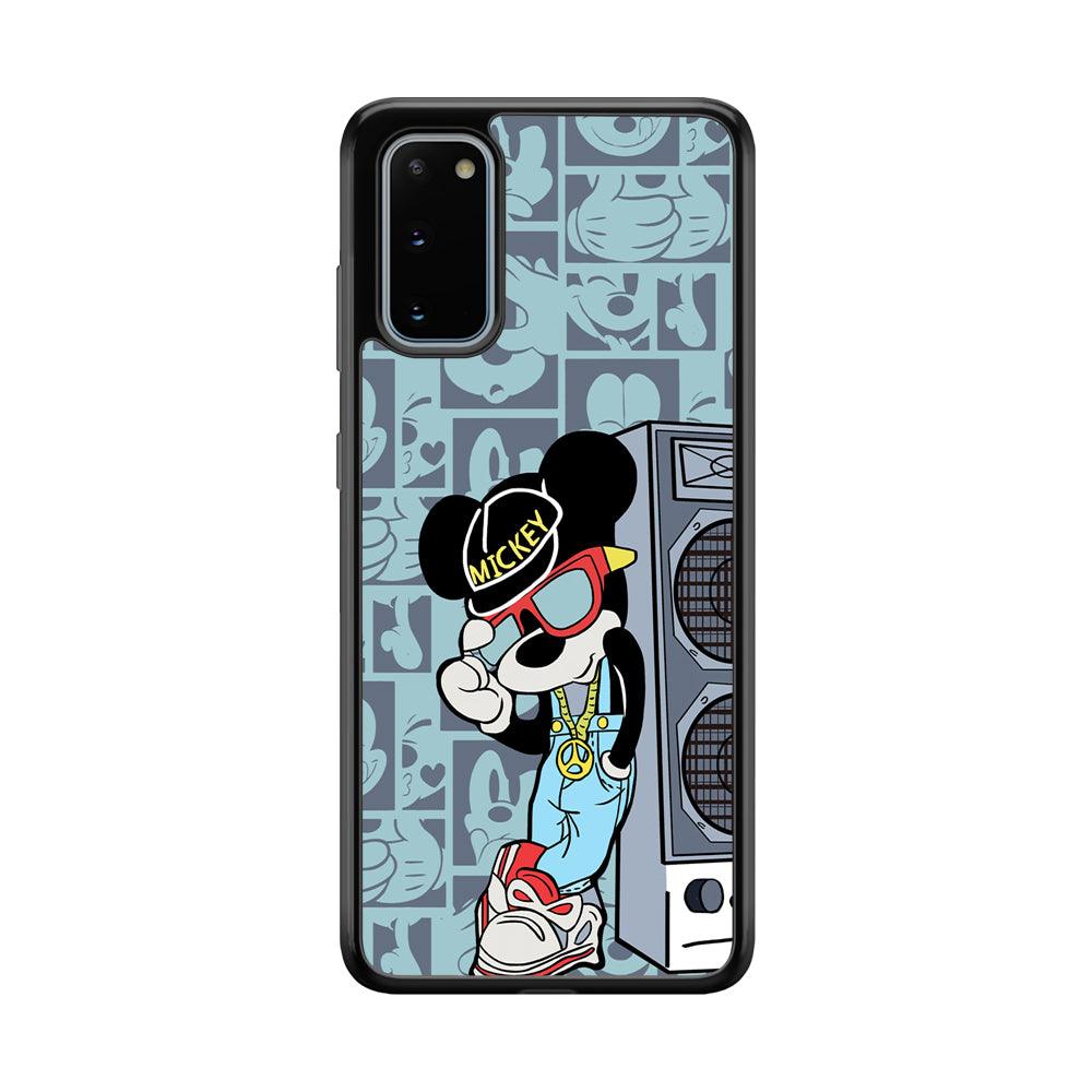 Mickey Mouse Peace and Cool Samsung Galaxy S20 Case-Rubber Black (2D Case)-Oxvistore
