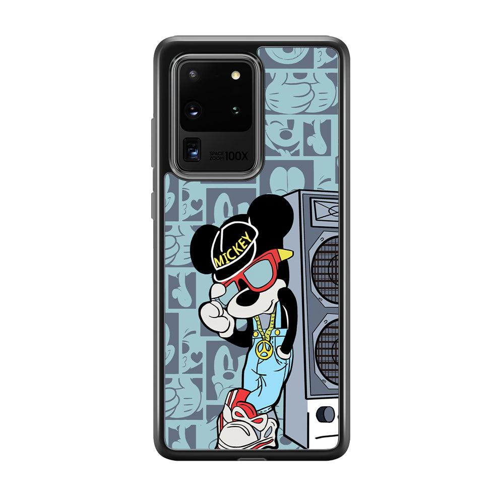 Mickey Mouse Peace and Cool Samsung Galaxy S20 Ultra Case-Rubber Black (2D Case)-Oxvistore