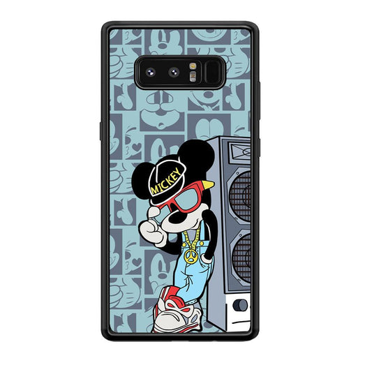 Mickey Mouse Peace and Cool Samsung Galaxy Note 8 Case-Rubber Black (2D Case)-Oxvistore