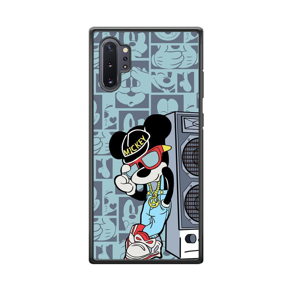Mickey Mouse Peace and Cool Samsung Galaxy Note 10 Plus Case-Rubber Black (2D Case)-Oxvistore