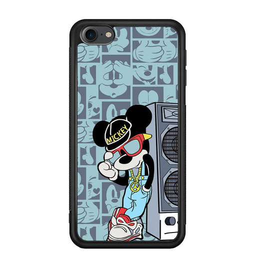 Mickey Mouse Peace and Cool iPod Touch 6 Case-Rubber Black (2D Case)-Oxvistore