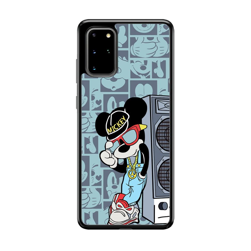 Mickey Mouse Peace and Cool Samsung Galaxy S20 Plus Case-Rubber Black (2D Case)-Oxvistore