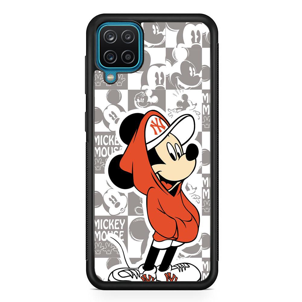 Mickey Mouse The Fans on Duty Samsung Galaxy A12 Case-Rubber Black (2D Case)-Oxvistore
