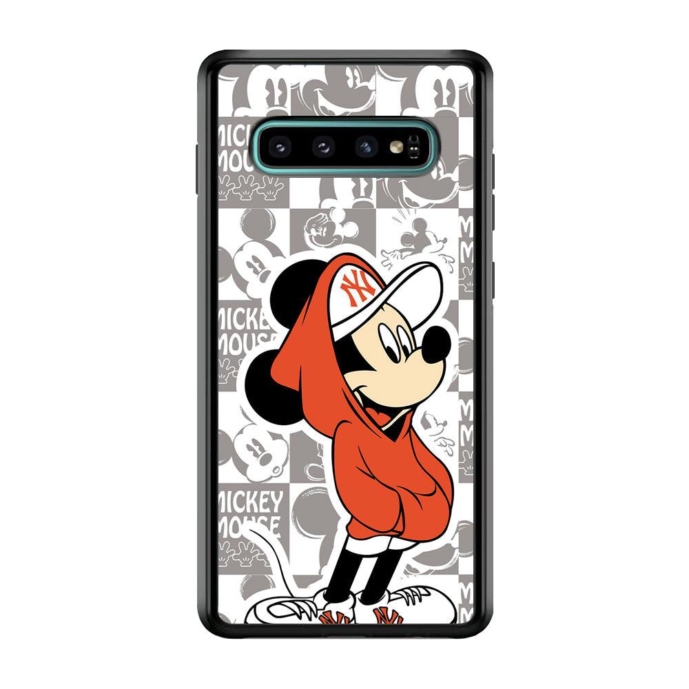Mickey Mouse The Fans on Duty Samsung Galaxy S10 Case-Rubber Black (2D Case)-Oxvistore