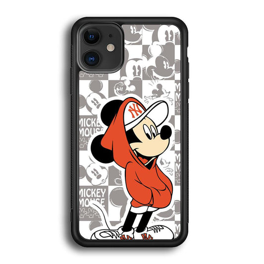 Mickey Mouse The Fans on Duty iPhone 11 Case-Rubber Black (2D Case)-Oxvistore