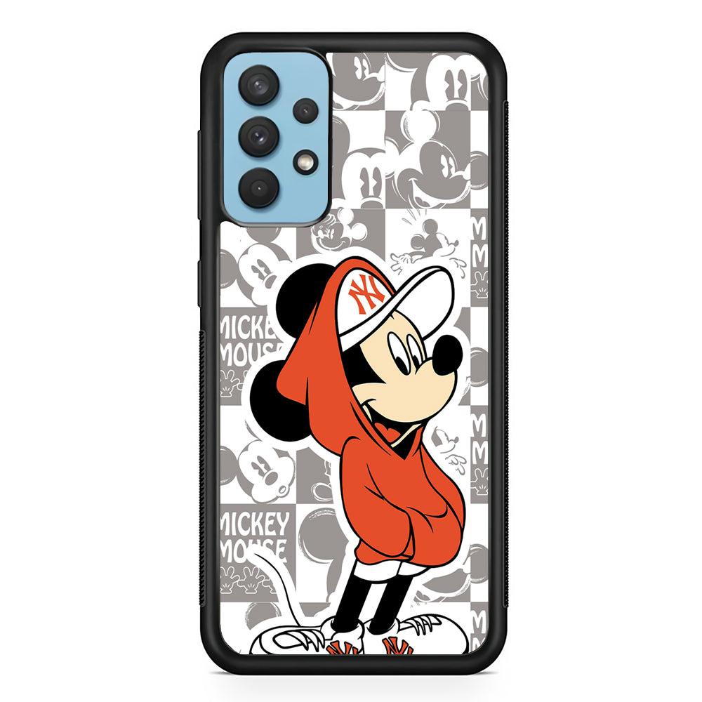 Mickey Mouse The Fans on Duty Samsung Galaxy A32 Case-Rubber Black (2D Case)-Oxvistore